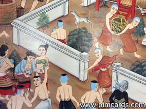 ภาพเขียนจำลองเหตุการณ์พระสงฆ์นำพระแก้วมรกตไปซ่อน เจ้านายฝ่ายเหนือ