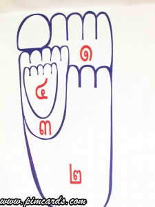 ภาพแสดงตำแหน่งของรอยพระบาทของพระพุทธเจ้าแต่ละองค์